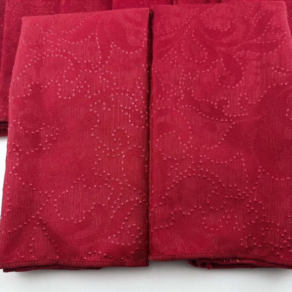 Set of 8 Red‎ Damask Floral Scroll Cloth Napkins Christmas Holiday Dining